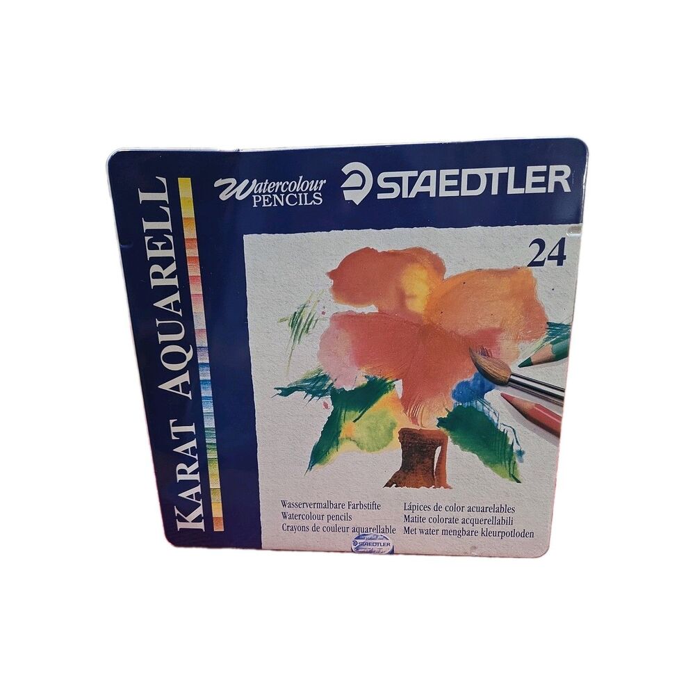 Staedtler Karat Aquarell 24 watercolor pencils in metal box NEW unopened.  Read